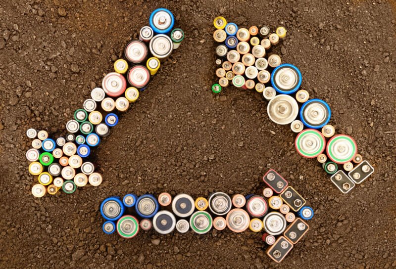 Recycling Made by various batteries on the soil